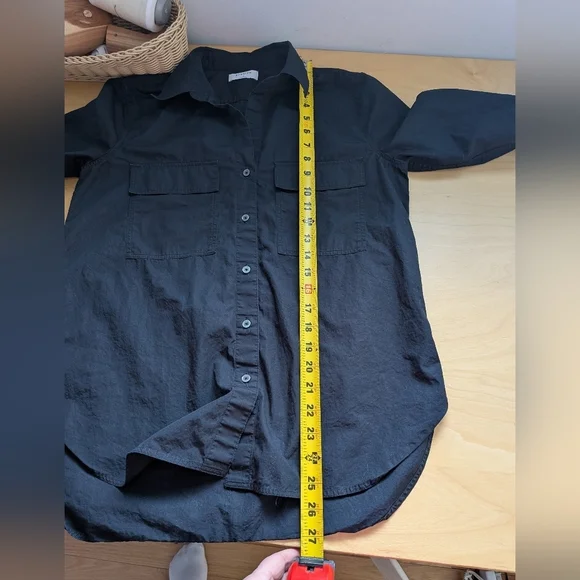 Babaton Aritzia POPLIN UTILITY SHIRT Black Women Size Small 100% Cotton - Picture 13 of 13